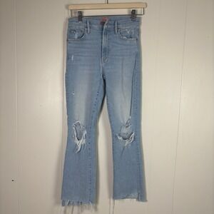 MOTHER The Insider Crop Step Fray Jeans Distressed‎ Light Wash Denim 26